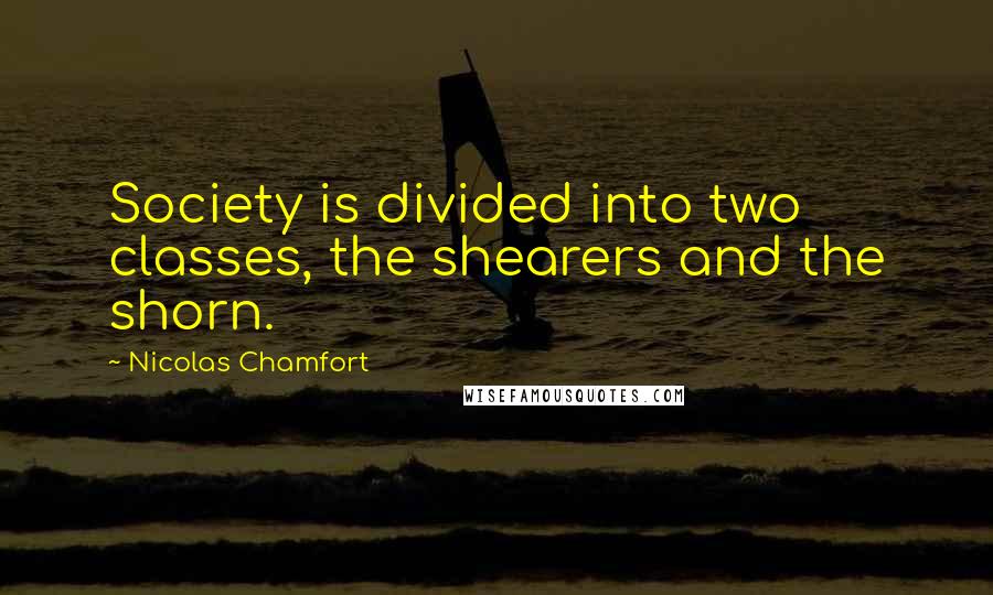 Nicolas Chamfort Quotes: Society is divided into two classes, the shearers and the shorn.