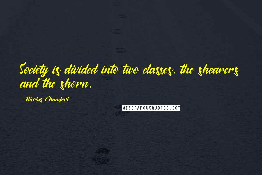 Nicolas Chamfort Quotes: Society is divided into two classes, the shearers and the shorn.
