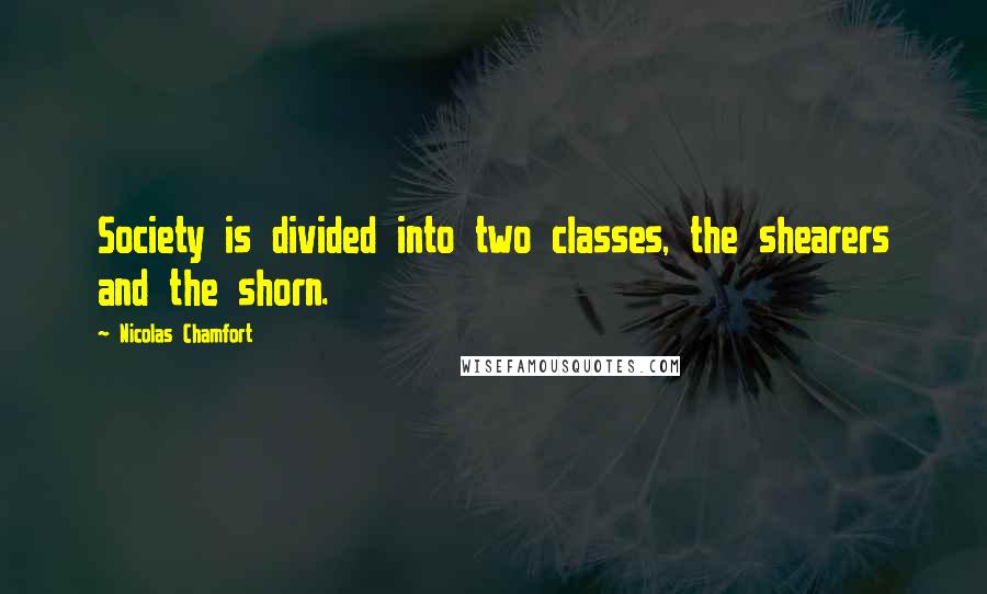 Nicolas Chamfort Quotes: Society is divided into two classes, the shearers and the shorn.