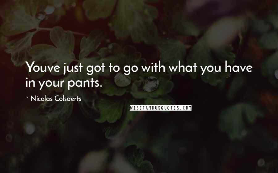 Nicolas Colsaerts Quotes: Youve just got to go with what you have in your pants.