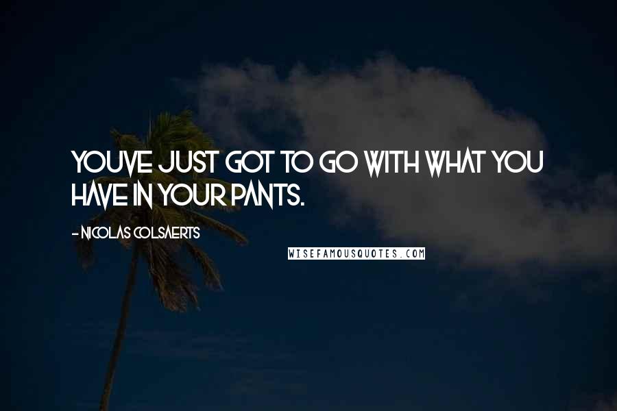 Nicolas Colsaerts Quotes: Youve just got to go with what you have in your pants.