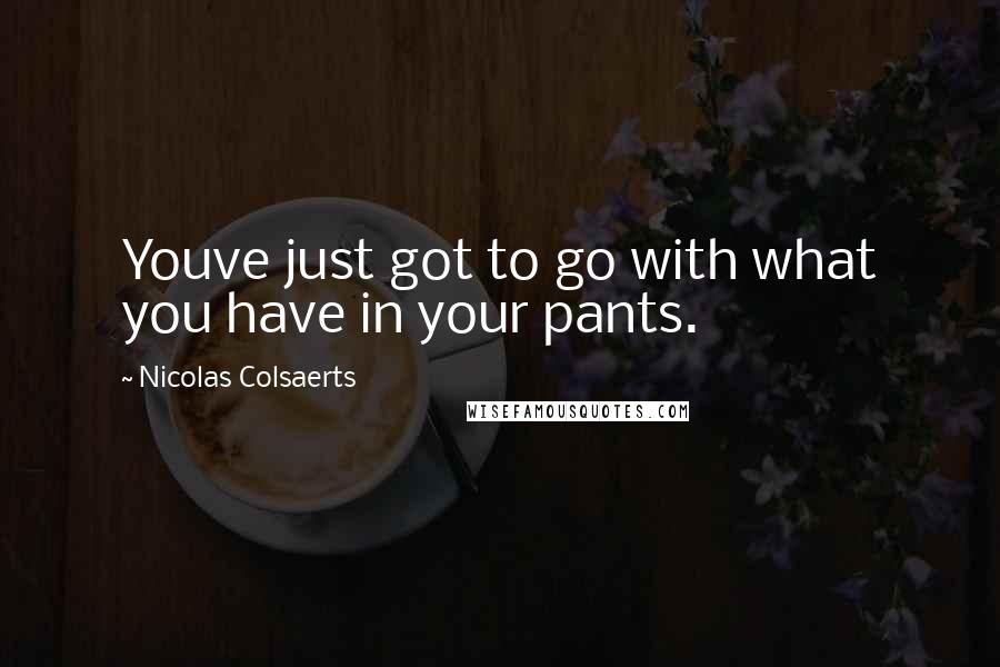 Nicolas Colsaerts Quotes: Youve just got to go with what you have in your pants.