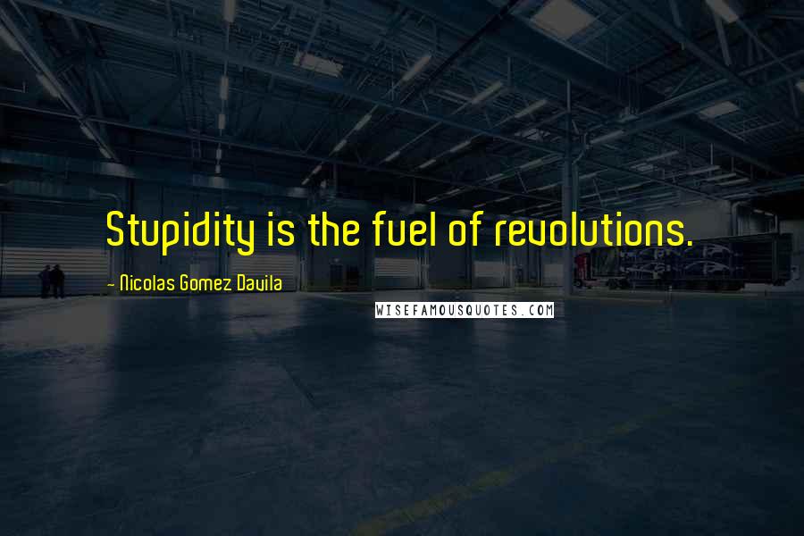 Nicolas Gomez Davila Quotes: Stupidity is the fuel of revolutions.