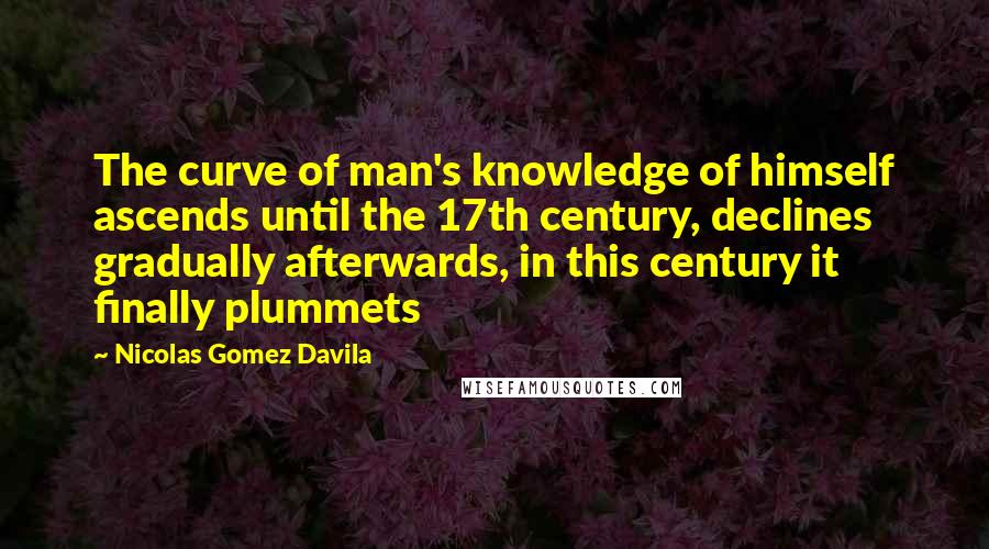 Nicolas Gomez Davila Quotes: The curve of man's knowledge of himself ascends until the 17th century, declines gradually afterwards, in this century it finally plummets