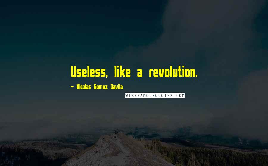 Nicolas Gomez Davila Quotes: Useless, like a revolution.