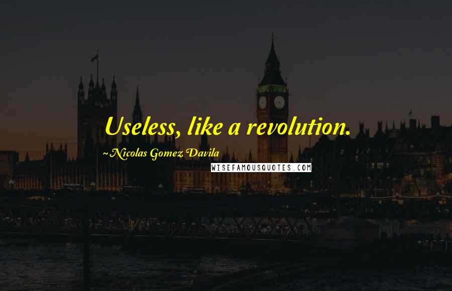 Nicolas Gomez Davila Quotes: Useless, like a revolution.