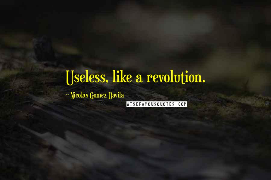 Nicolas Gomez Davila Quotes: Useless, like a revolution.