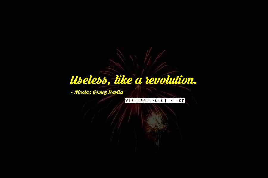 Nicolas Gomez Davila Quotes: Useless, like a revolution.