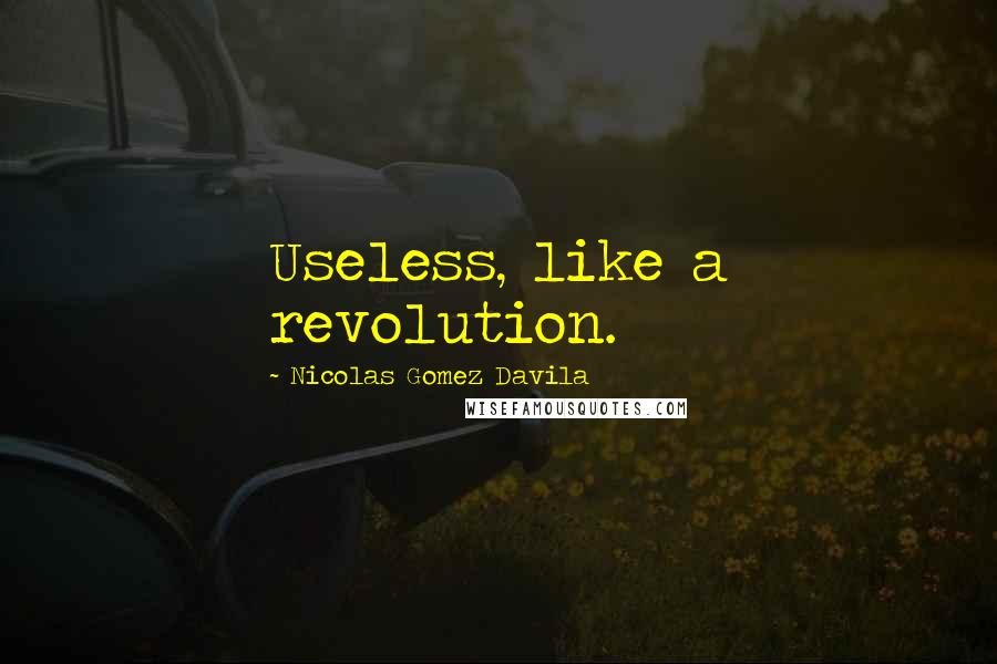 Nicolas Gomez Davila Quotes: Useless, like a revolution.