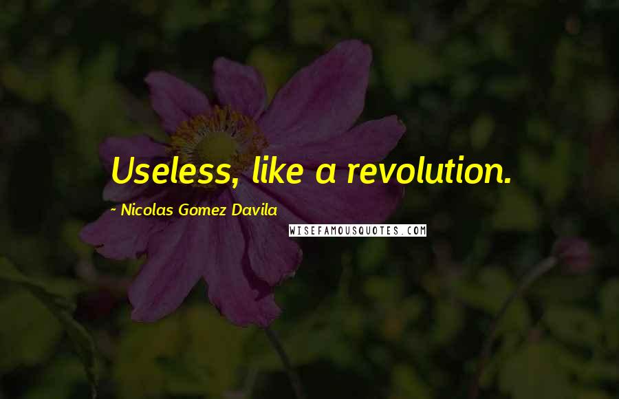 Nicolas Gomez Davila Quotes: Useless, like a revolution.