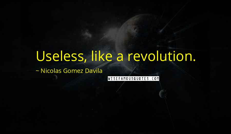 Nicolas Gomez Davila Quotes: Useless, like a revolution.