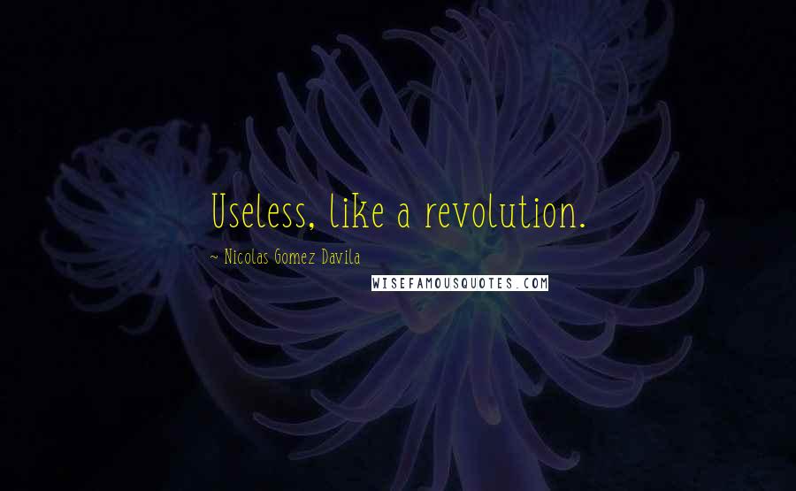 Nicolas Gomez Davila Quotes: Useless, like a revolution.