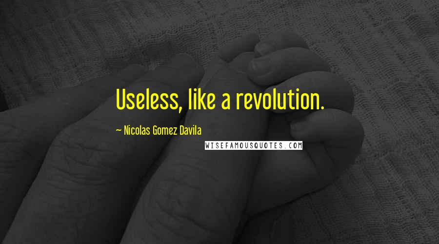 Nicolas Gomez Davila Quotes: Useless, like a revolution.