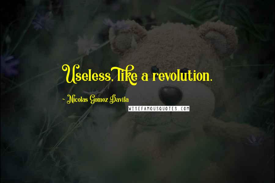 Nicolas Gomez Davila Quotes: Useless, like a revolution.