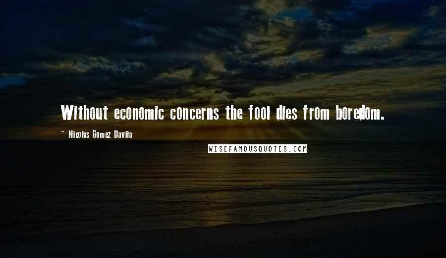Nicolas Gomez Davila Quotes: Without economic concerns the fool dies from boredom.