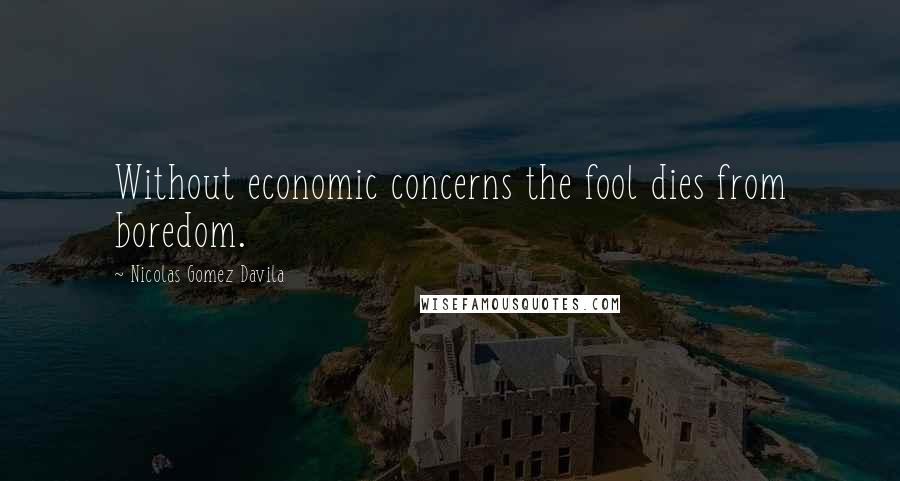 Nicolas Gomez Davila Quotes: Without economic concerns the fool dies from boredom.
