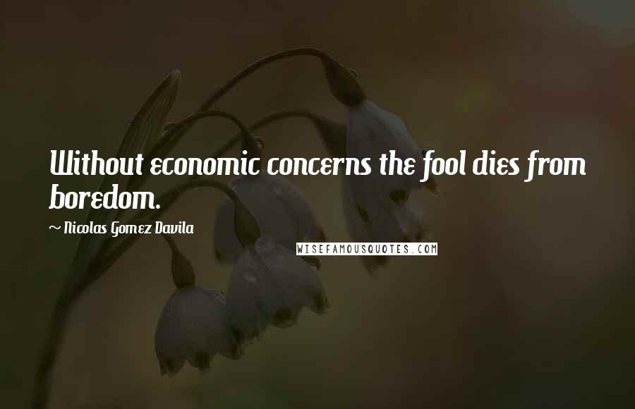 Nicolas Gomez Davila Quotes: Without economic concerns the fool dies from boredom.