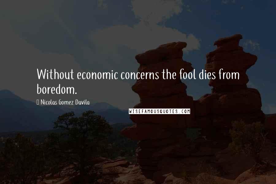 Nicolas Gomez Davila Quotes: Without economic concerns the fool dies from boredom.