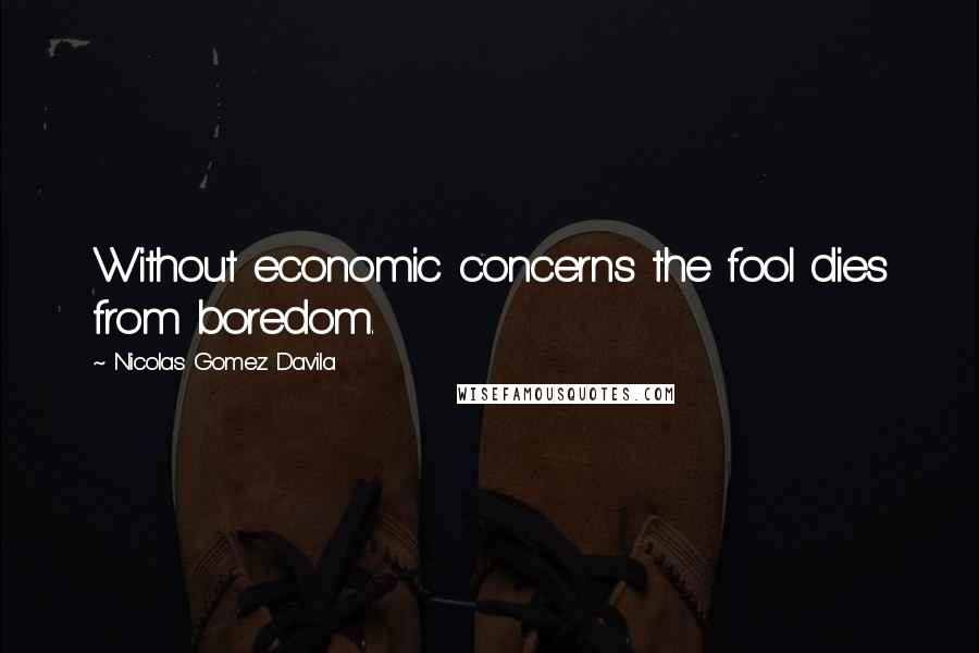 Nicolas Gomez Davila Quotes: Without economic concerns the fool dies from boredom.