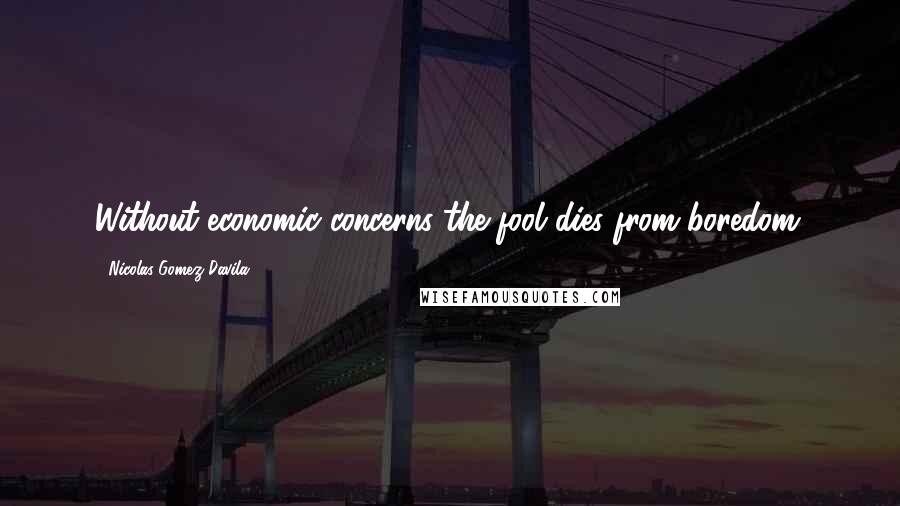 Nicolas Gomez Davila Quotes: Without economic concerns the fool dies from boredom.