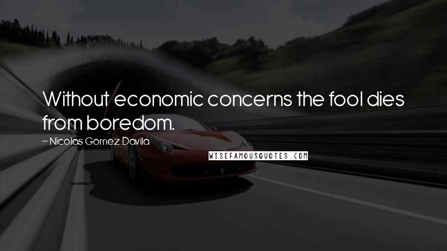 Nicolas Gomez Davila Quotes: Without economic concerns the fool dies from boredom.
