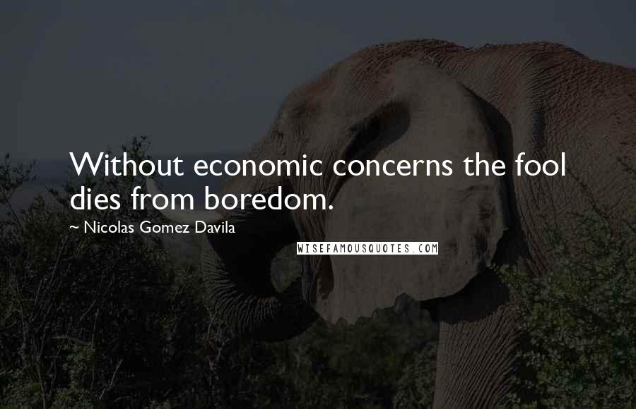 Nicolas Gomez Davila Quotes: Without economic concerns the fool dies from boredom.
