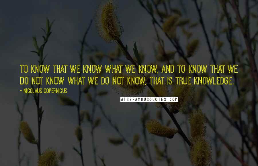 Nicolaus Copernicus Quotes: To know that we know what we know, and to know that we do not know what we do not know, that is true knowledge.