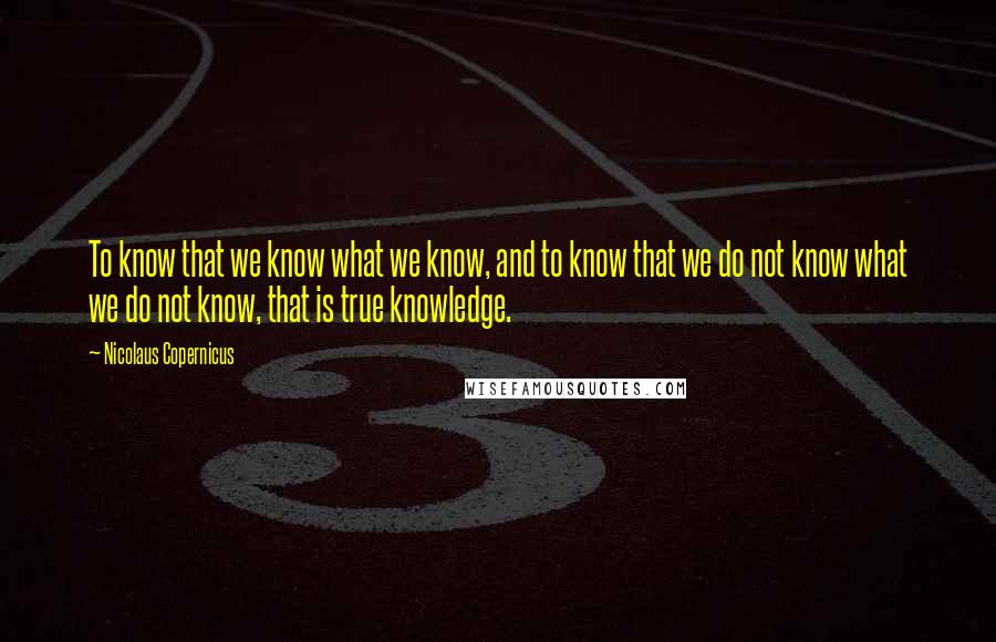 Nicolaus Copernicus Quotes: To know that we know what we know, and to know that we do not know what we do not know, that is true knowledge.