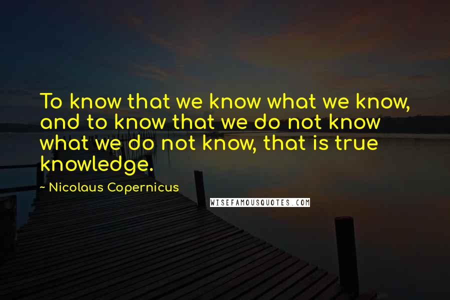 Nicolaus Copernicus Quotes: To know that we know what we know, and to know that we do not know what we do not know, that is true knowledge.