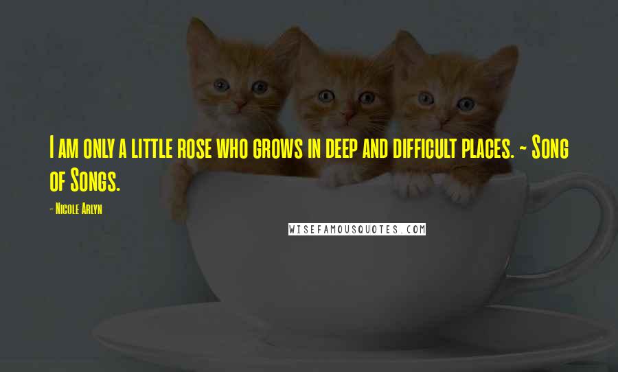 Nicole Arlyn Quotes: I am only a little rose who grows in deep and difficult places. ~ Song of Songs.
