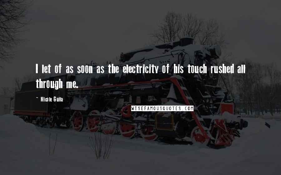 Nicole Gulla Quotes: I let of as soon as the electricity of his touch rushed all through me.