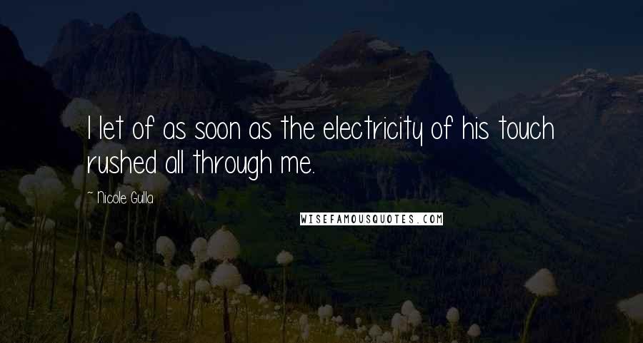 Nicole Gulla Quotes: I let of as soon as the electricity of his touch rushed all through me.