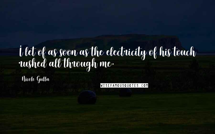 Nicole Gulla Quotes: I let of as soon as the electricity of his touch rushed all through me.