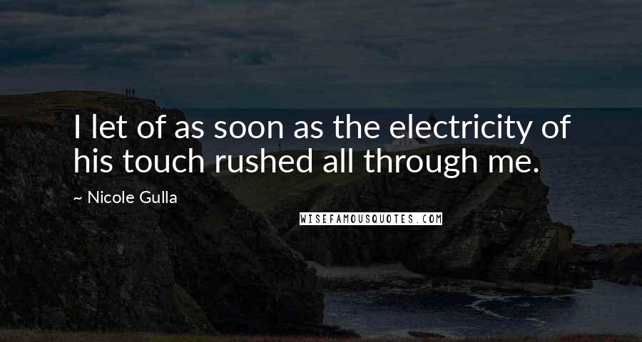 Nicole Gulla Quotes: I let of as soon as the electricity of his touch rushed all through me.