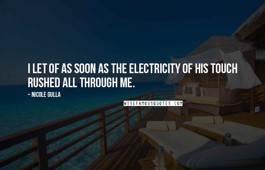 Nicole Gulla Quotes: I let of as soon as the electricity of his touch rushed all through me.