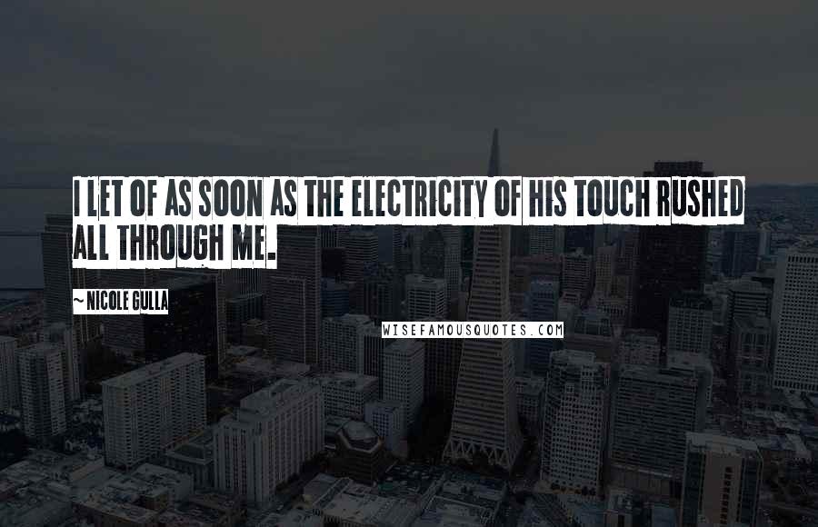 Nicole Gulla Quotes: I let of as soon as the electricity of his touch rushed all through me.