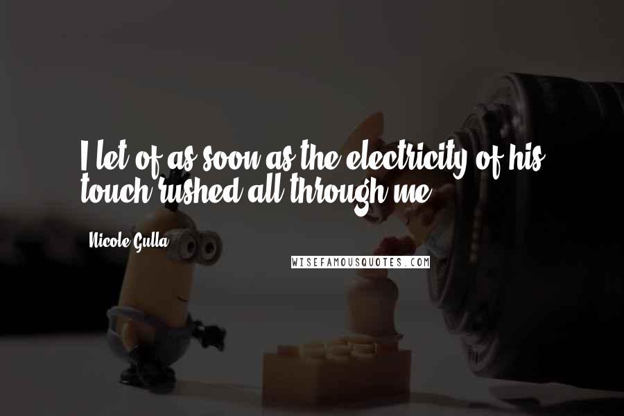 Nicole Gulla Quotes: I let of as soon as the electricity of his touch rushed all through me.