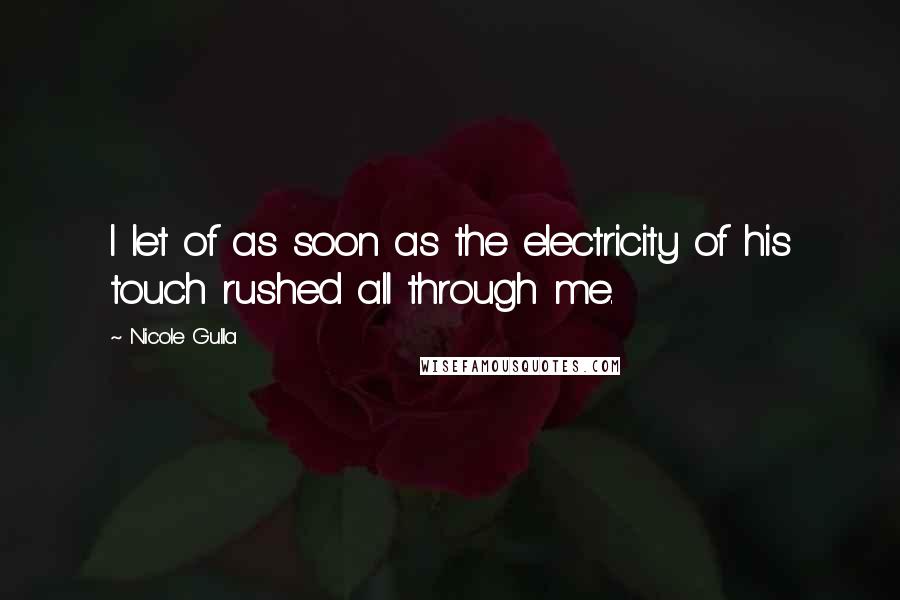 Nicole Gulla Quotes: I let of as soon as the electricity of his touch rushed all through me.