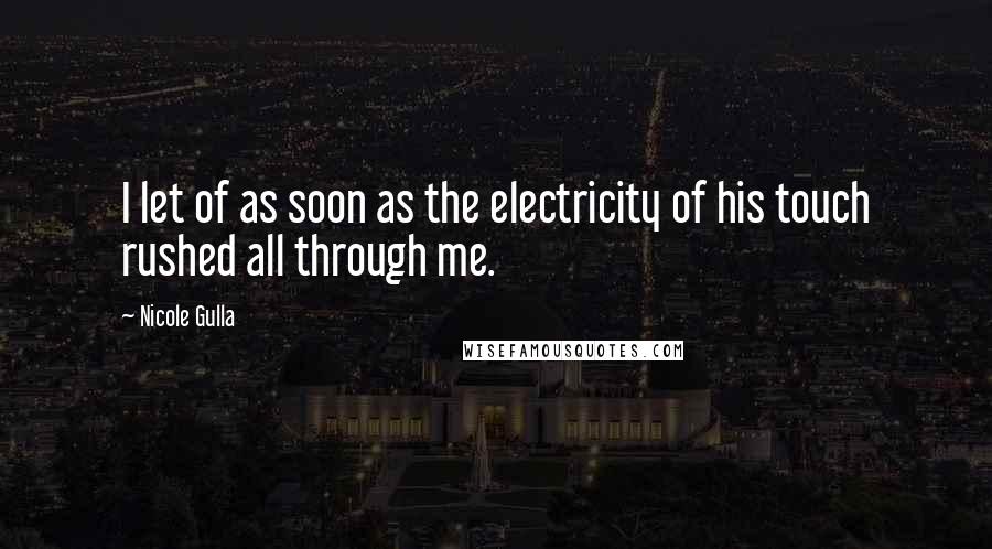 Nicole Gulla Quotes: I let of as soon as the electricity of his touch rushed all through me.