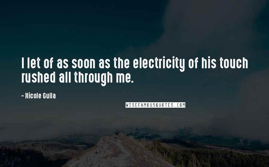 Nicole Gulla Quotes: I let of as soon as the electricity of his touch rushed all through me.