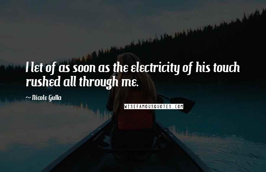 Nicole Gulla Quotes: I let of as soon as the electricity of his touch rushed all through me.