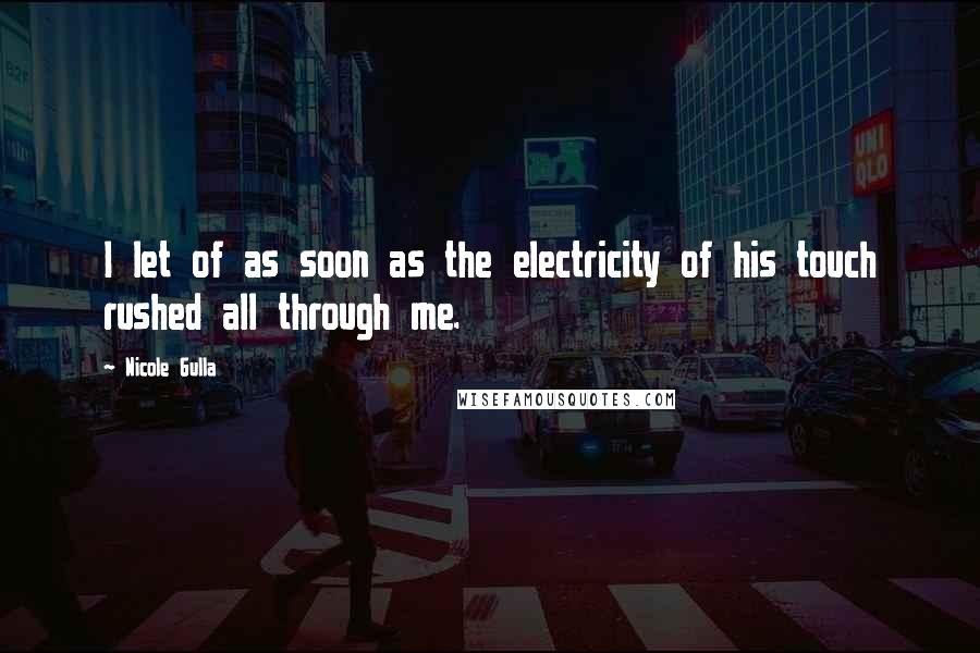 Nicole Gulla Quotes: I let of as soon as the electricity of his touch rushed all through me.