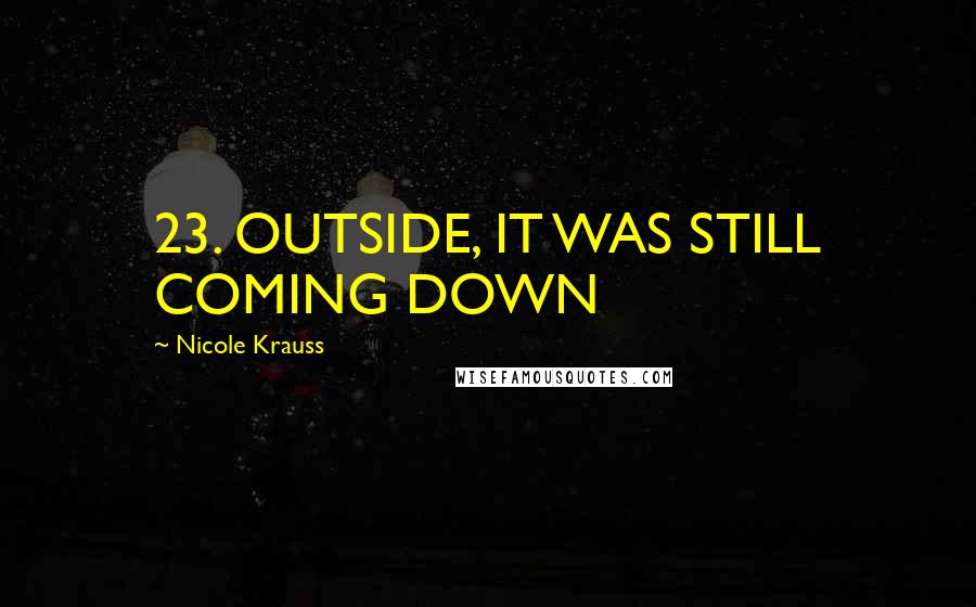 Nicole Krauss Quotes: 23. OUTSIDE, IT WAS STILL COMING DOWN