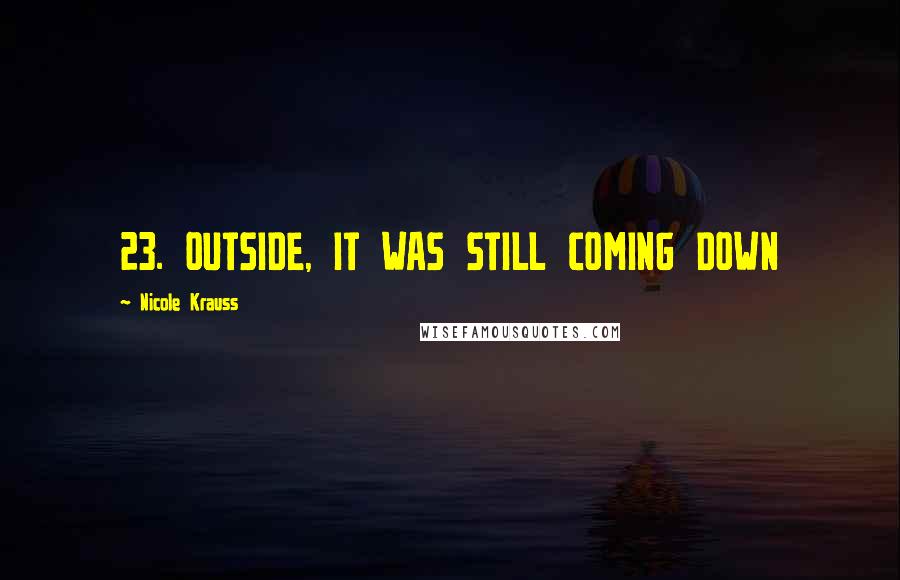 Nicole Krauss Quotes: 23. OUTSIDE, IT WAS STILL COMING DOWN