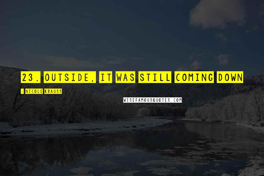 Nicole Krauss Quotes: 23. OUTSIDE, IT WAS STILL COMING DOWN