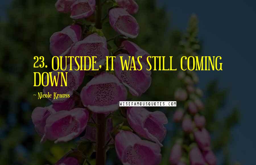 Nicole Krauss Quotes: 23. OUTSIDE, IT WAS STILL COMING DOWN