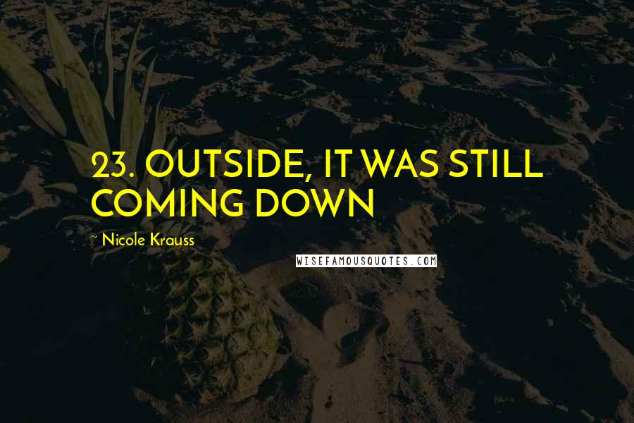 Nicole Krauss Quotes: 23. OUTSIDE, IT WAS STILL COMING DOWN