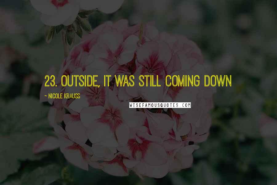 Nicole Krauss Quotes: 23. OUTSIDE, IT WAS STILL COMING DOWN