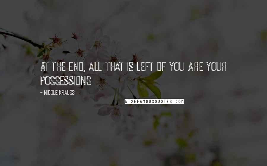 Nicole Krauss Quotes: At the end, all that is left of you are your possessions