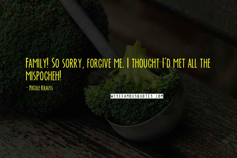 Nicole Krauss Quotes: Family! So sorry, forgive me. I thought I'd met all the mispocheh!